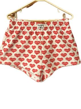 Pacsun Playboy Women's Red Heart Print Cotton Shorts